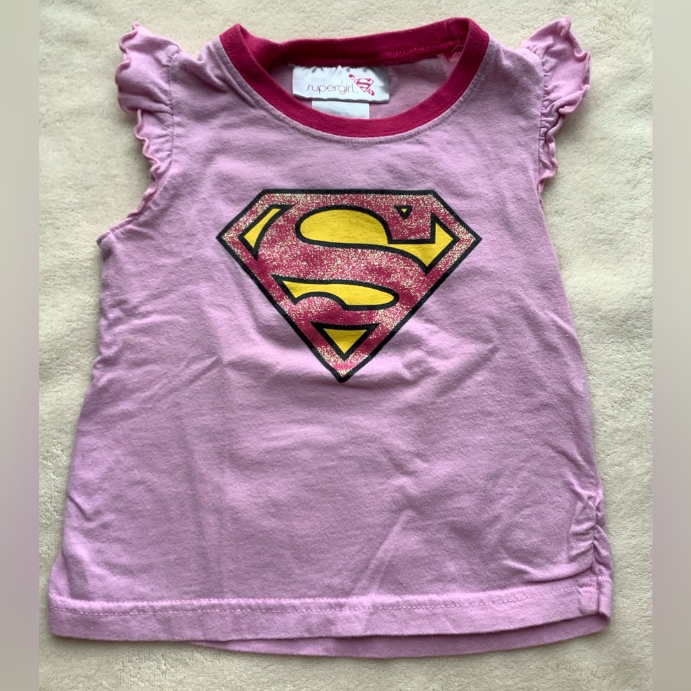 Pink Super Girl Toddler Short Sleeve Tee size 18 Months to 24 months 18-24M